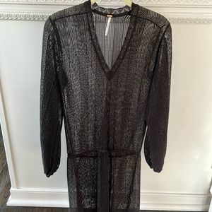 Free People Black/Dark Gray Knit Beach Coverup Dress Sz XS